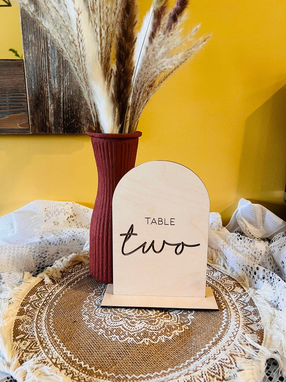 Wooden Arch Table Numbers