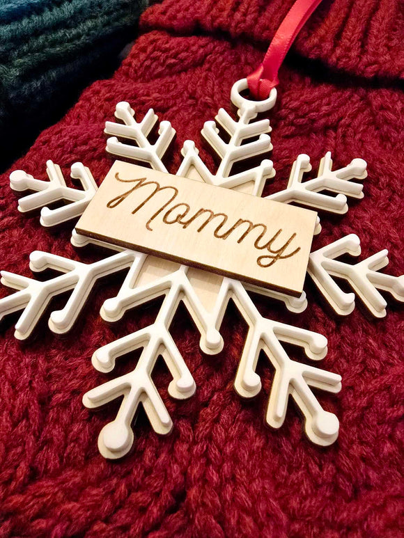 Personalized Snowflake Christmas Stocking Name Tags Ornaments