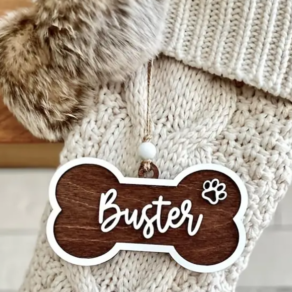 Christmas Dog Bone Stocking Tag/Ornament