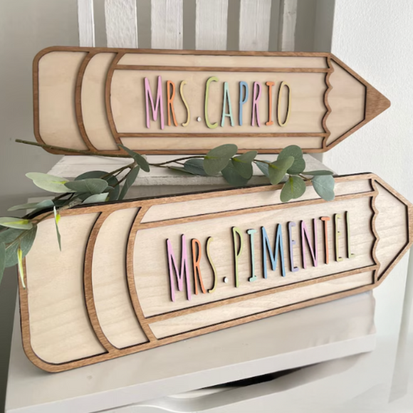 Personalized Teacher Pencil Sign | Teacher Gifts