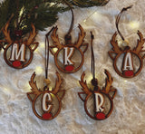 Reindeer Initial Christmas Ornament