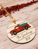 Custom Red Truck Wooden Christmas Ornament